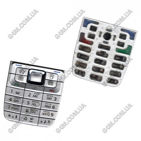 Клавіатура для Nokia E51 срібляста, кирилиця, висока якість