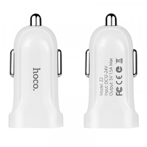 Автомобильное зарядное устройство Hoco Z2 для iPhone 5, 5S, 5C, 5SE, 6, 6 Plus, 6S, 6S Plus белое