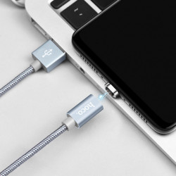 USB дата-кабель Hoco U40A Magnetic Adsorption MicroUSB, серый