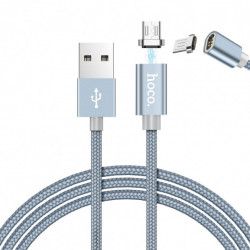 USB дата-кабель Hoco U40A Magnetic Adsorption MicroUSB, серый