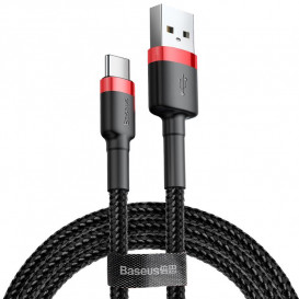 USB дата-кабель Baseus Cafule Type-C (CATKLF-B91) черный с красным, 1 метр