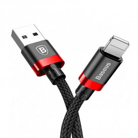 USB дата-кабель Baseus Cafule CALKLF-C19 Lightning чорний з червоним, 2 метри