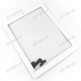 Тачскрин для Apple iPad 2 (A1395, A1396, A1397) с клейкой лентой и кнопкой меню, белый