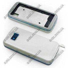 Корпус для Nokia 5530 Xpress Music білий з блакитним кантом, висока якість
