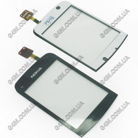 Тачскрин для Nokia C2-02, C2-03, C2-06, C2-07, C2-08 черный c клейкой лентой (High copy)